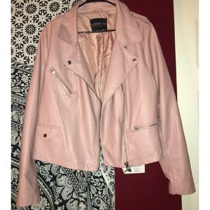 Mauve moto faux leather jacket